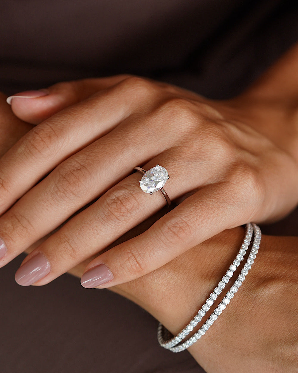 Anel Solitário Oval Moissanite Hailey 4.5ct