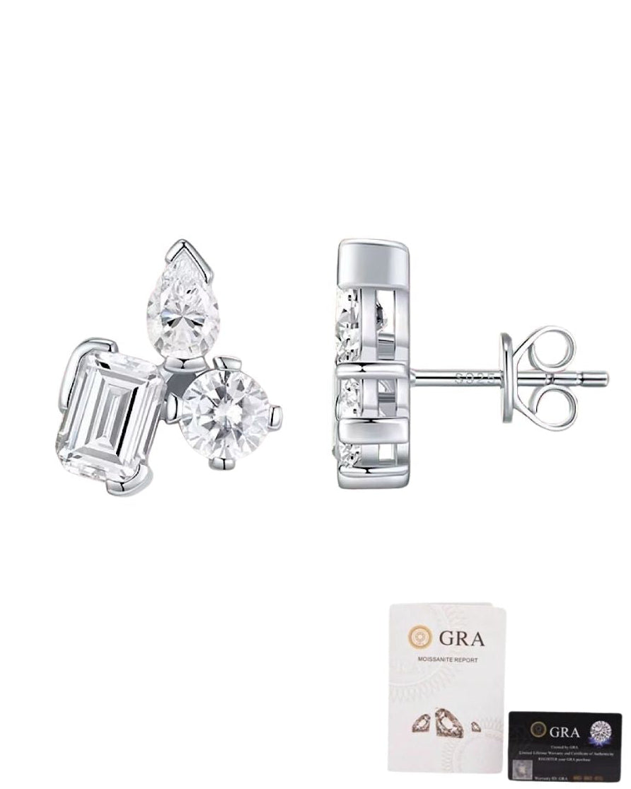 Brinco Cluster Moissanite Luxo