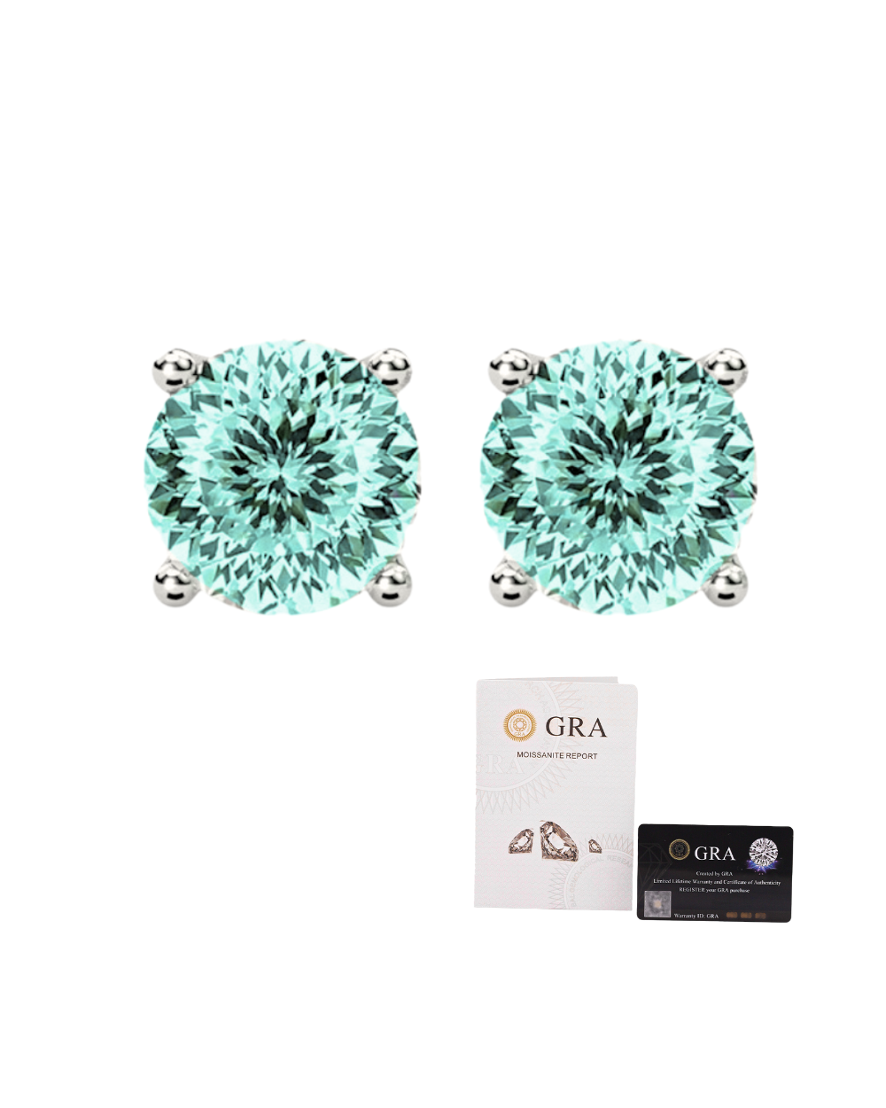 Brinco Solitário Moissanite Portuguese Cut Ciano Light Soft 2ct