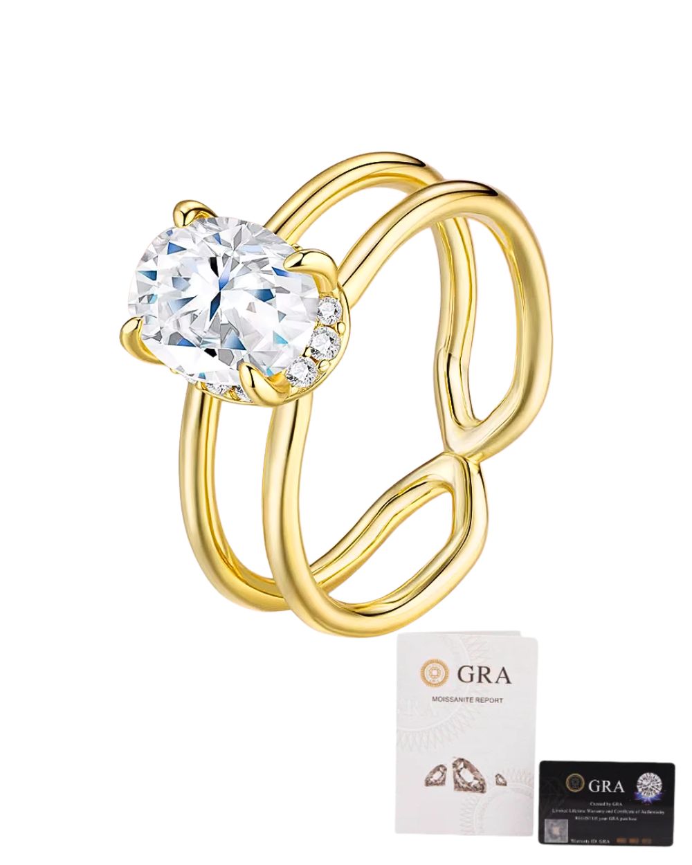 Anel Lyann Oval Gold 2ct Moissanite