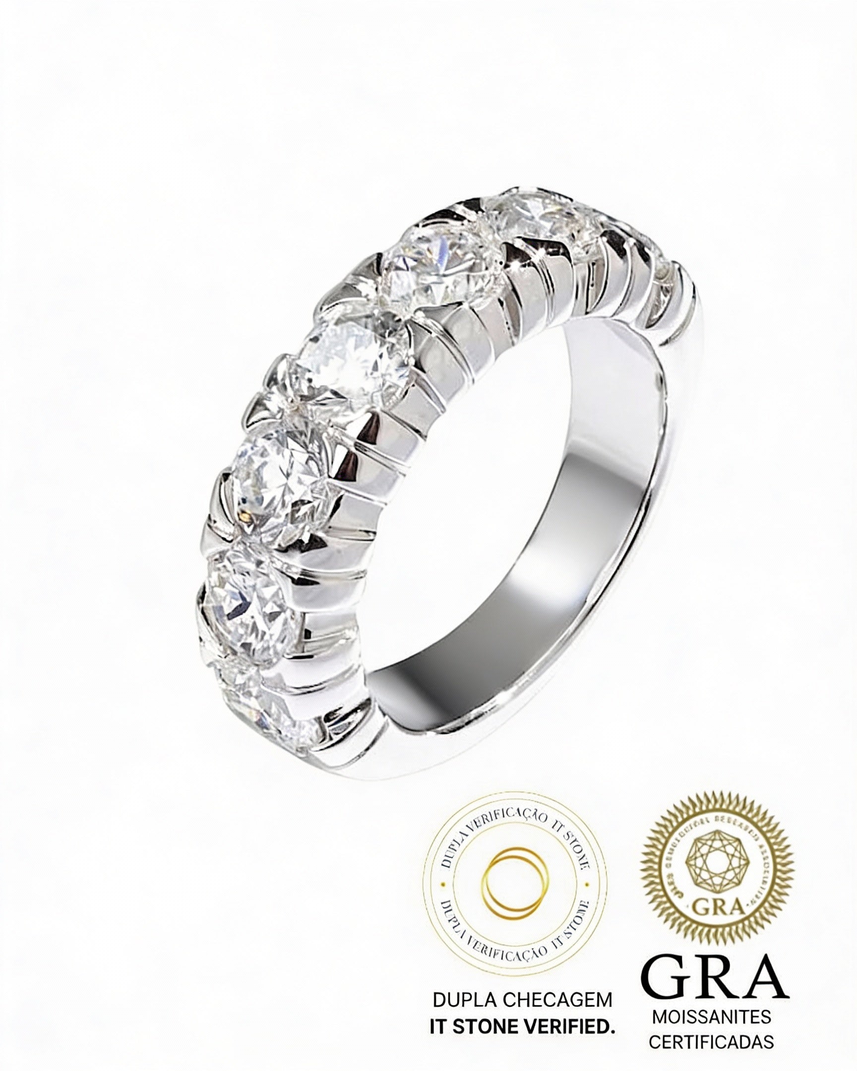 Meia Aliança Russa Moissanite