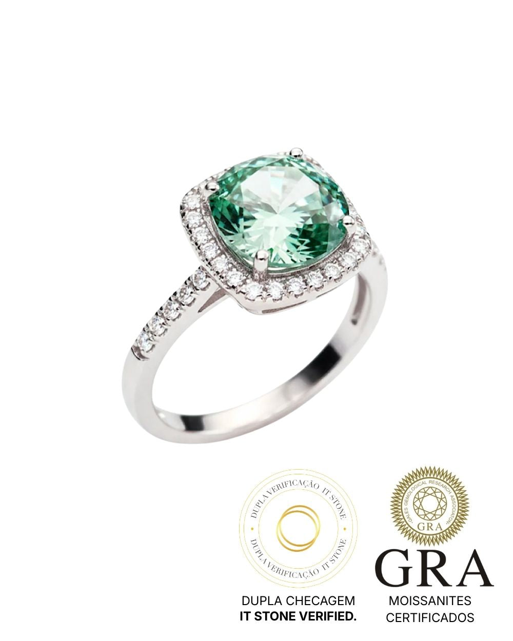 Anel Remy Moissanite Ciano Deep Vivid 5ct