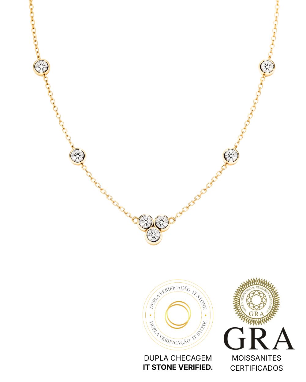 Colar Radiant Moissanite Gold