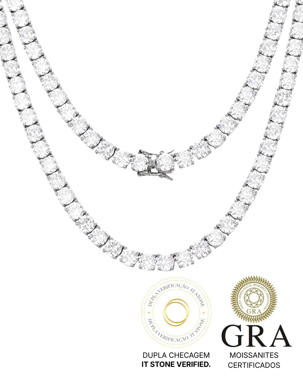 Colar Riviera Classique Moissanite 30 Pontos Luxo