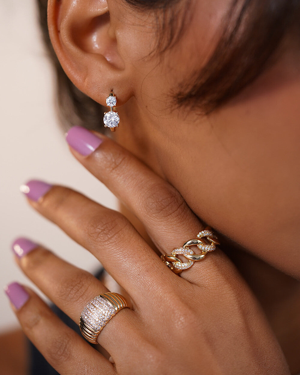 Argolinha Double Million Moissanite Gold