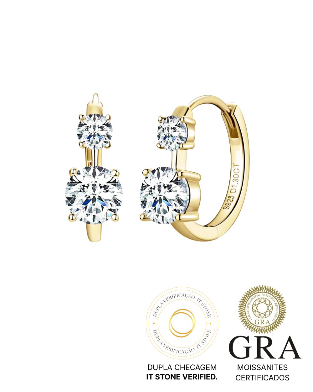 Argolinha Double Million Moissanite Gold