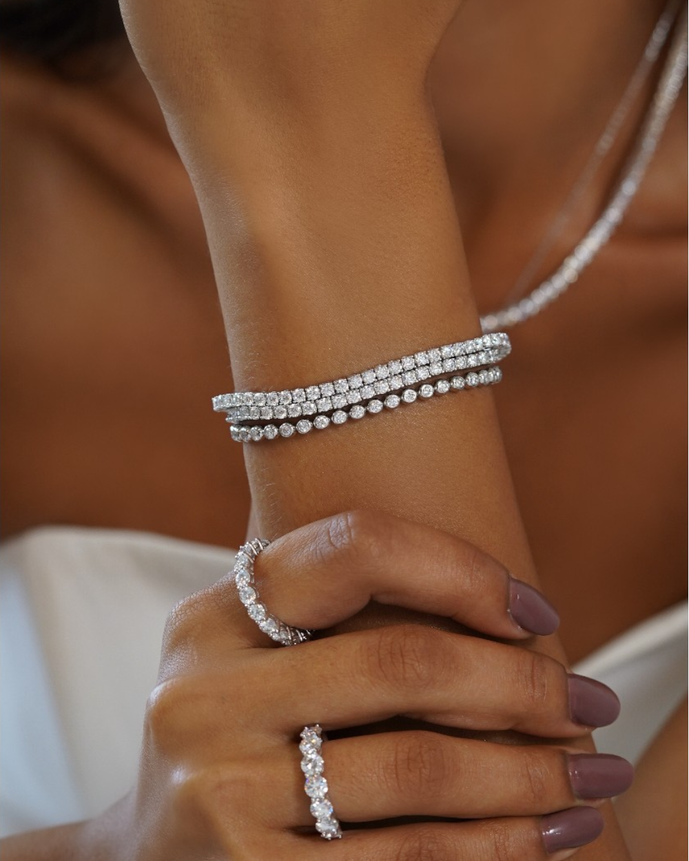 Pulseira Riviera Moissanite 10 Pontos 3mm