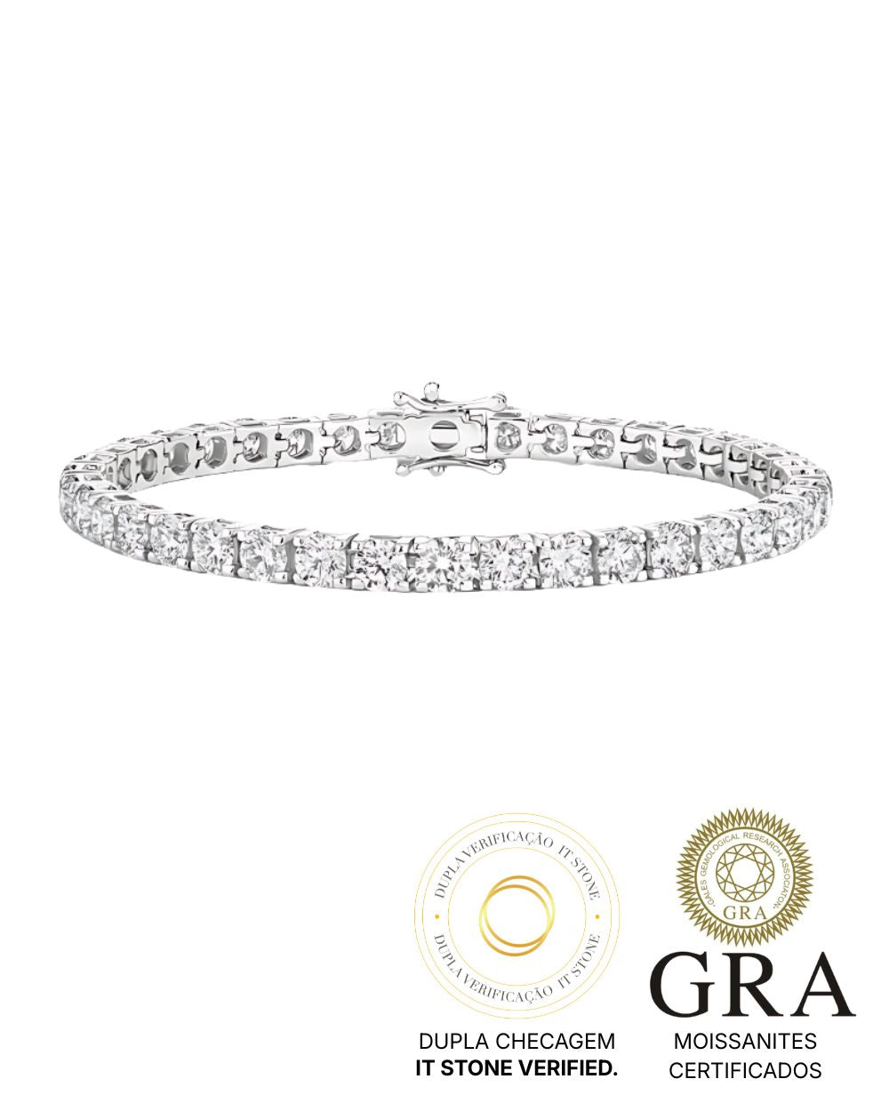 Pulseira Riviera 30 pontos Moissanite 4mm