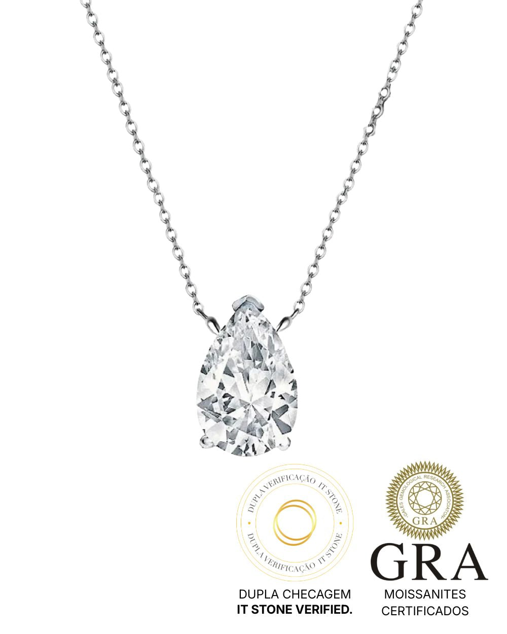 Colar Pear Cut Moissanite 5ct