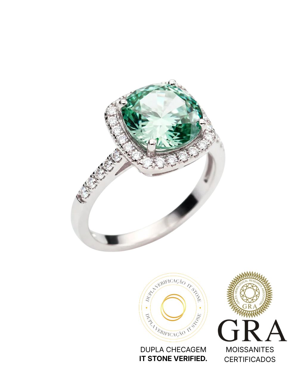 Anel Remy Moissanite Ciano Deep Vivid 5ct