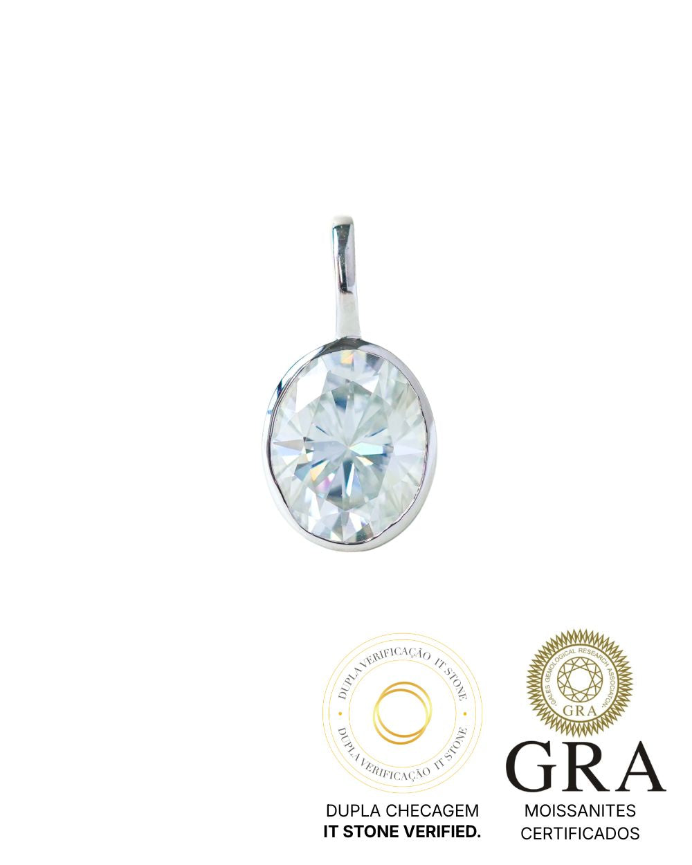 Pingente Oval Moissanite 3ct