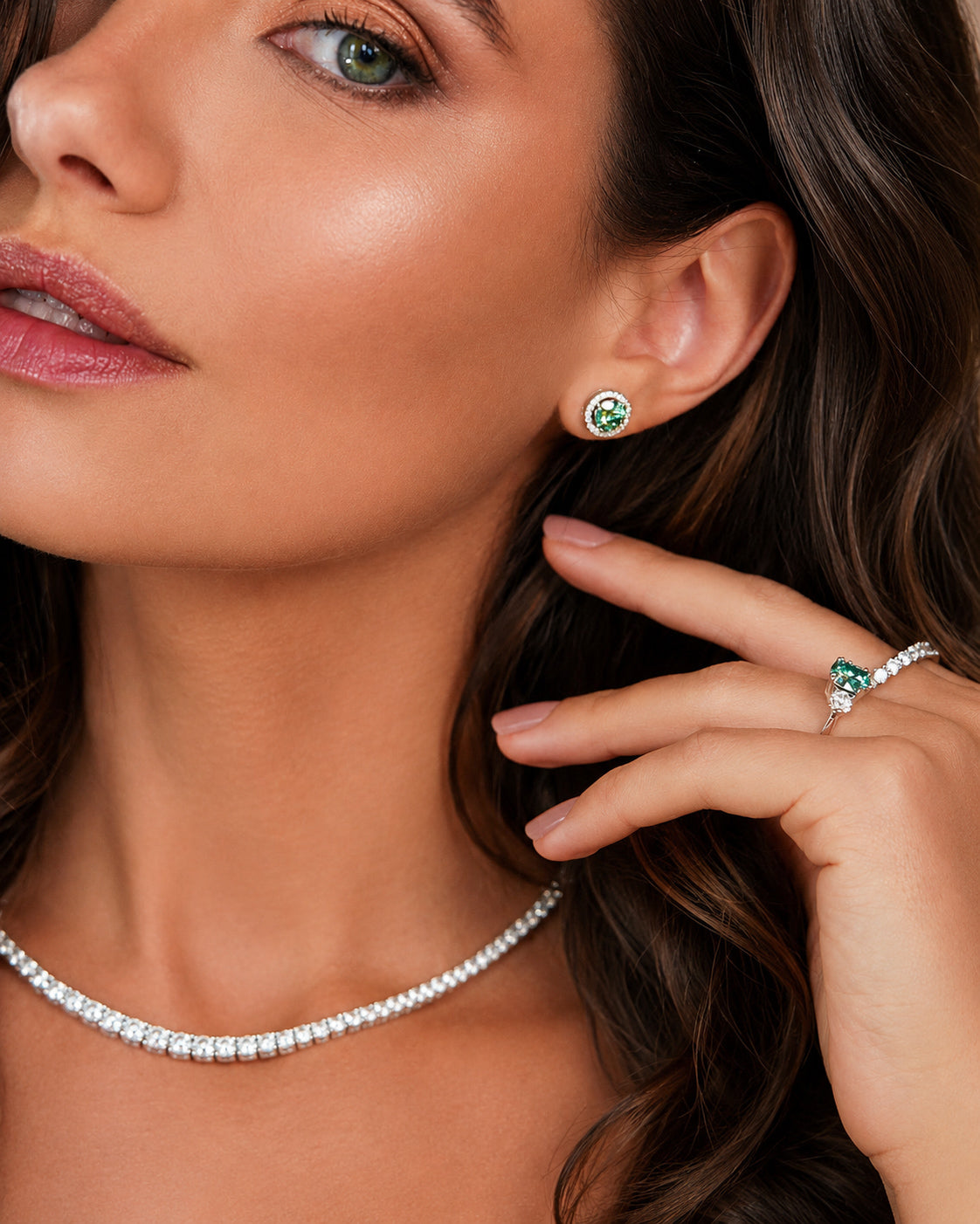 Brinco Pryanka Moissanite Ciano Light Soft - IT Stone Semijoias