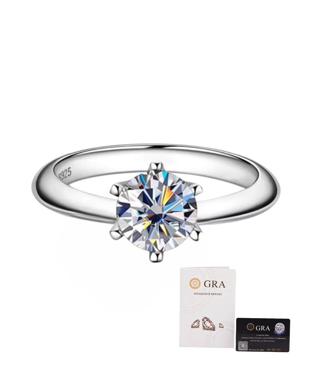Anel Solitário Clássico Moissanite 2ct