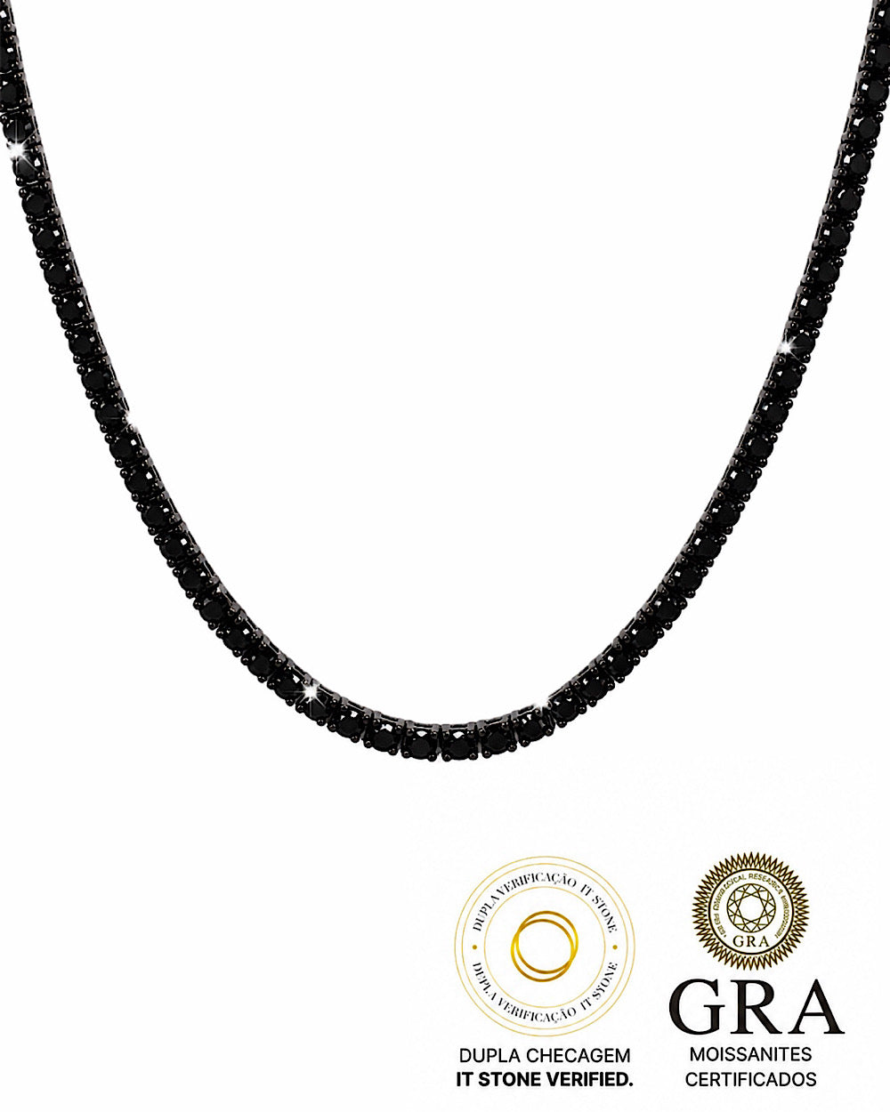 Colar Riviera Moissanite Negra Luxo 45cm