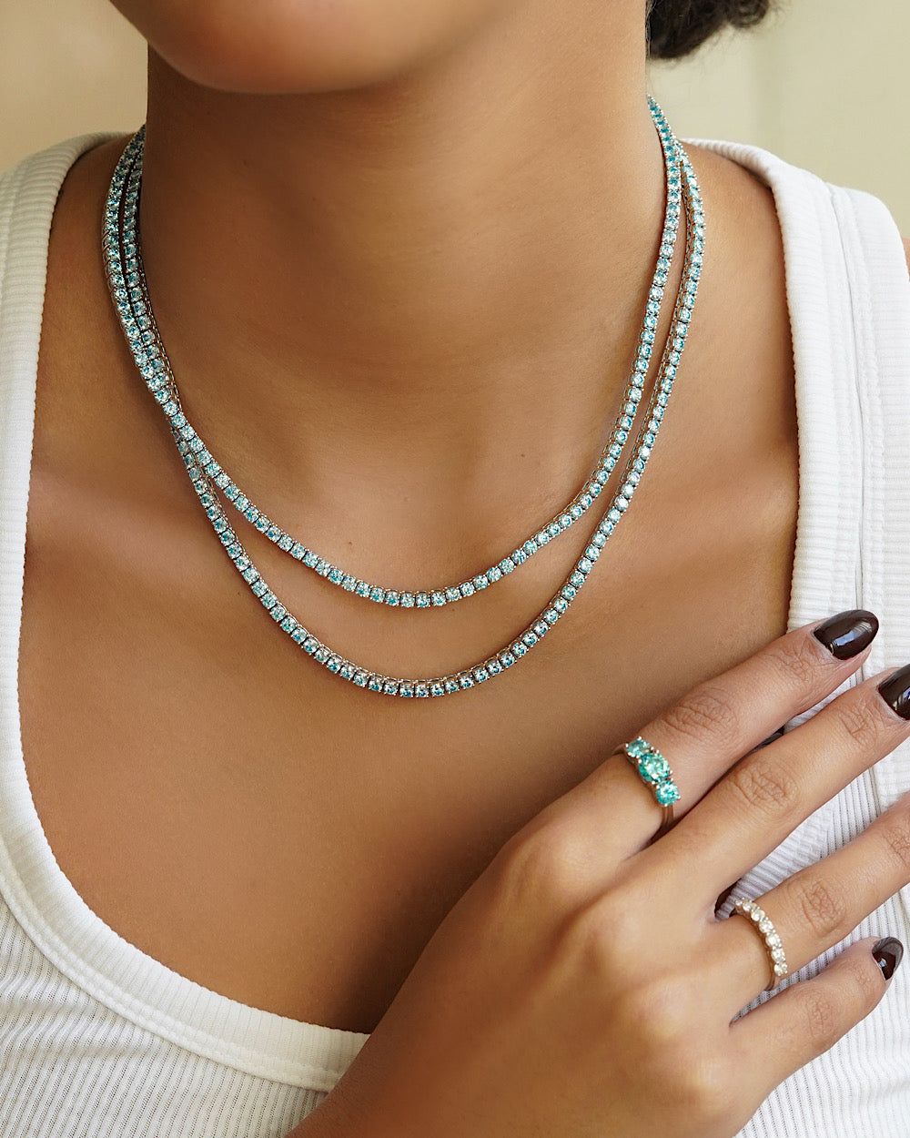 Colar Riviera Moissanite 45cm Blue Sky