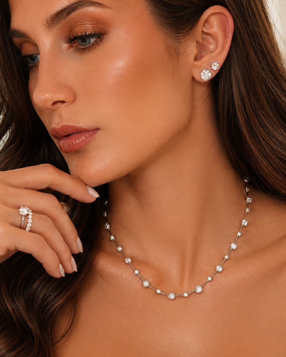 Colar Riviera Fio Faca Moissanite