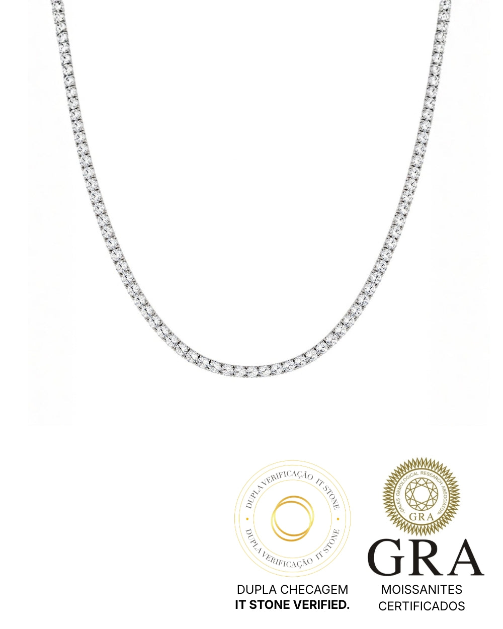 Colar Riviera 2,5mm Moissanite 43cm