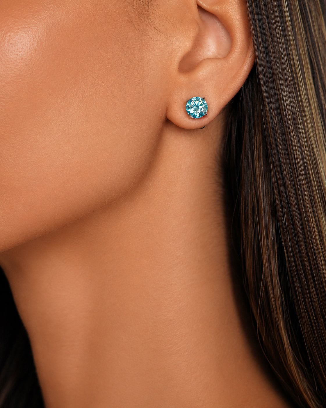 Brinco Solitário Clássico Moissanite Blue Sky 2ct
