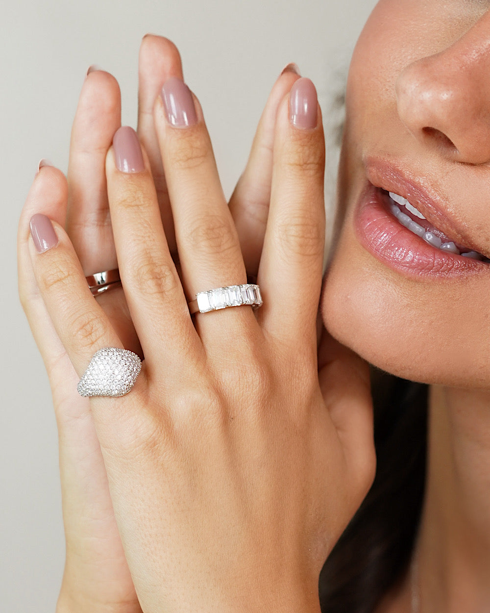 Meia Aliança Baguetes Moissanite Luxo