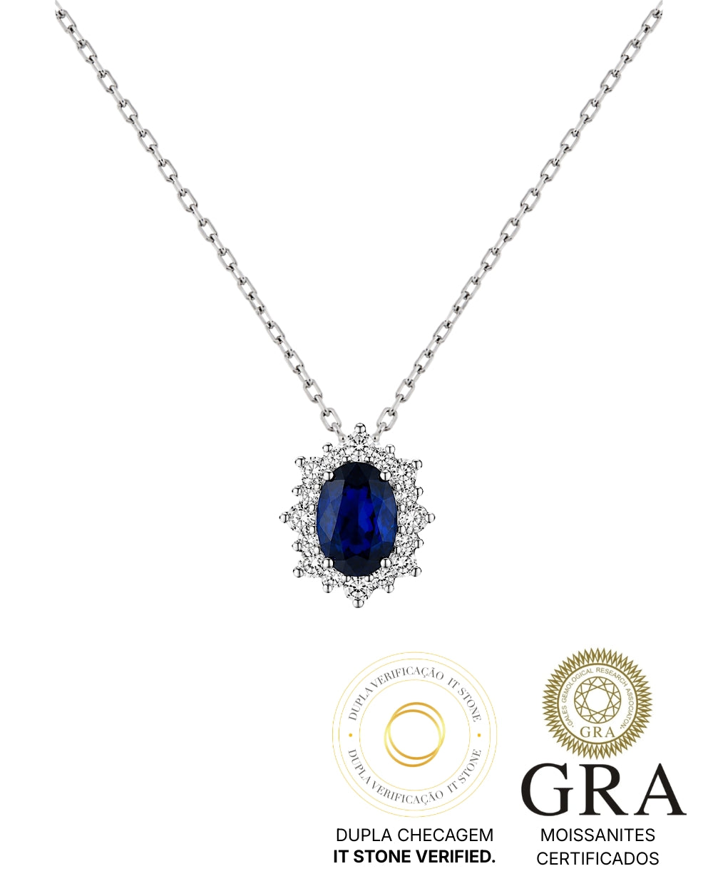 Colar Mia Safira e Moissanite