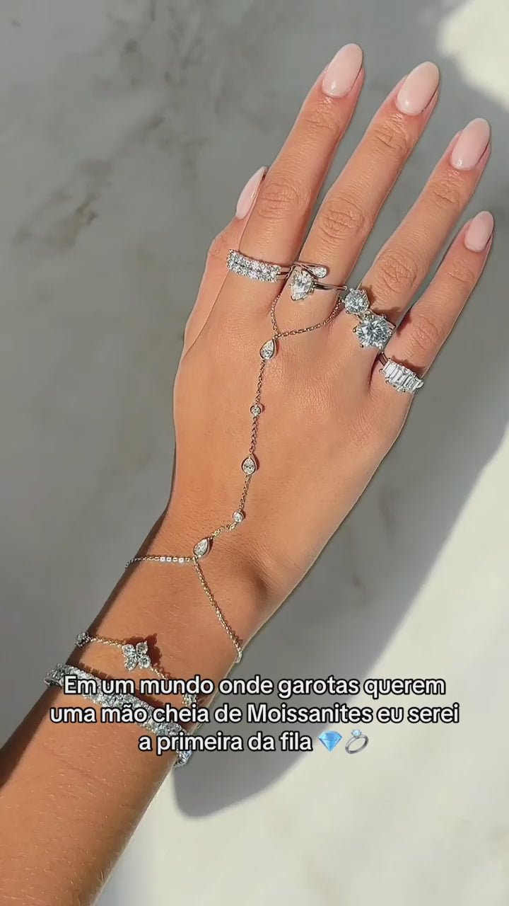 Pulseira de mão Bezel Moissanite Luxo
