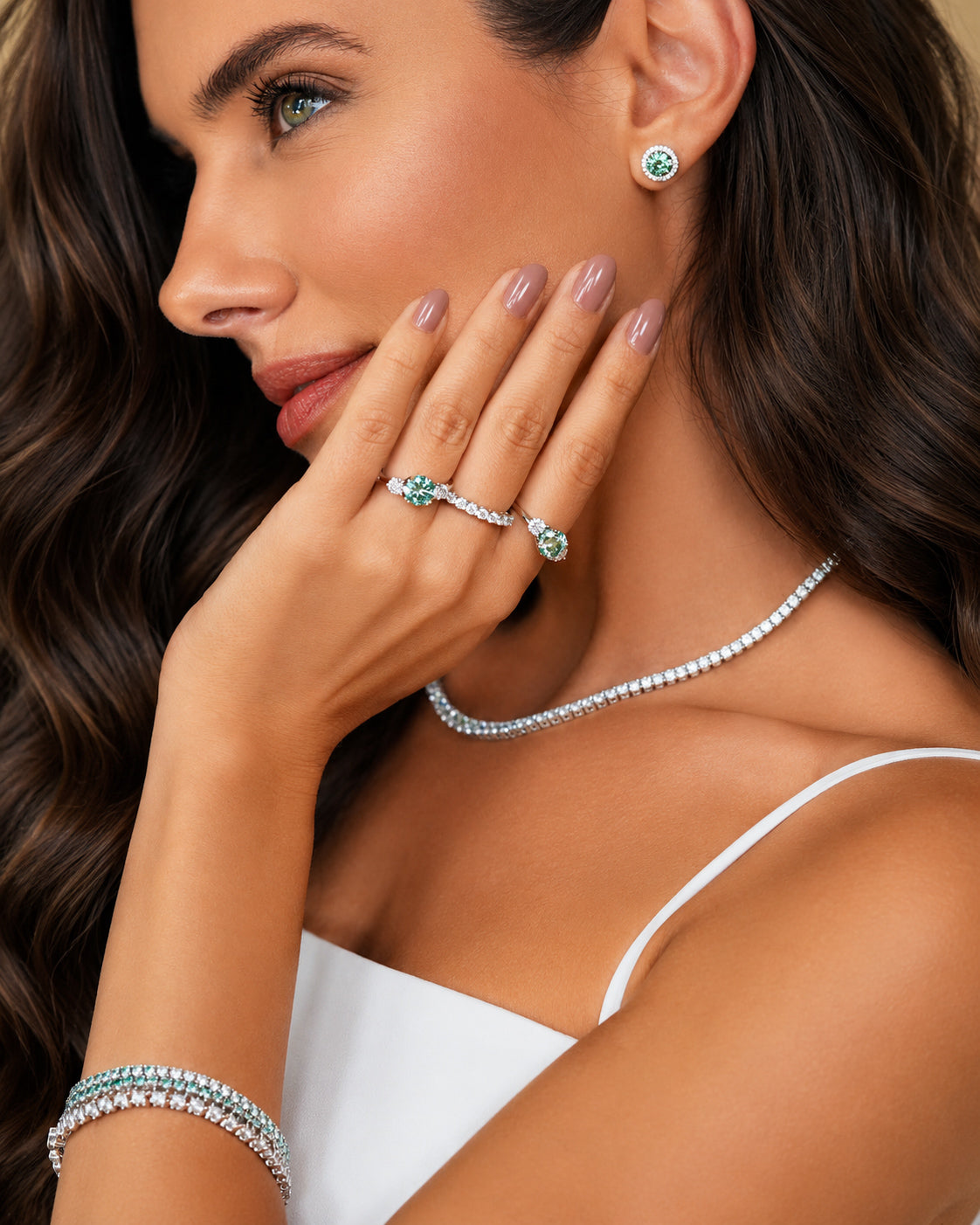 Anel 3 Pedras Jasmine Moissanite Light Soft 2ct
