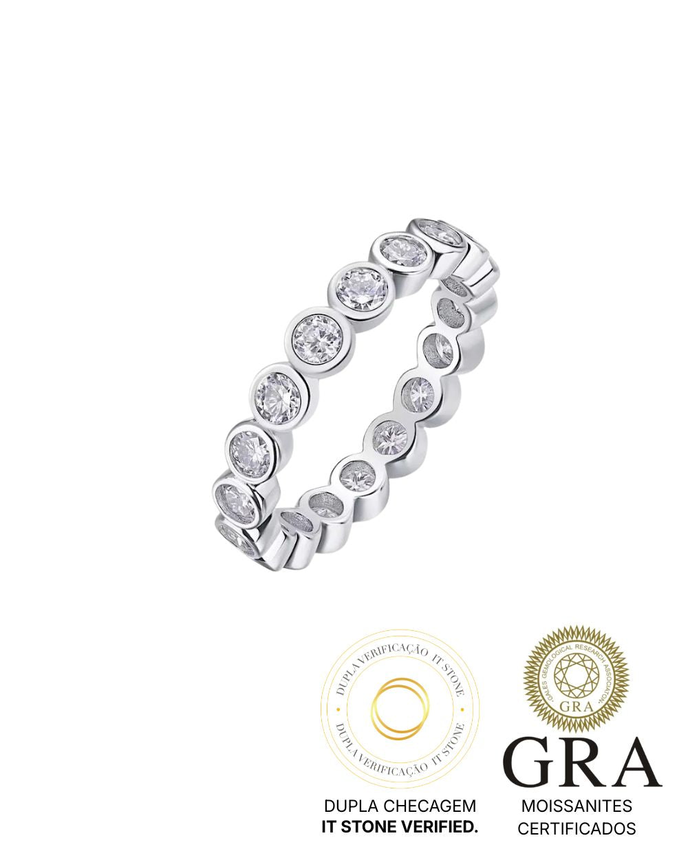 Aliança Moissanite Cravação Inglesa Luxo