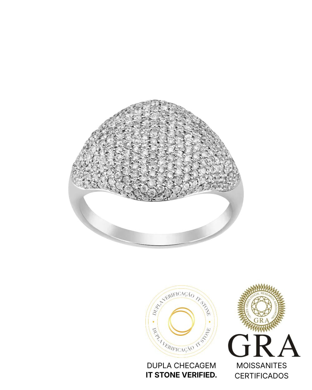 Anel Dedinho Moissanite Luxury Cravejado