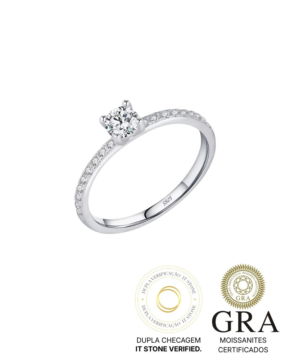 Anel Solitário Amelie Moissanite 30 Pontos