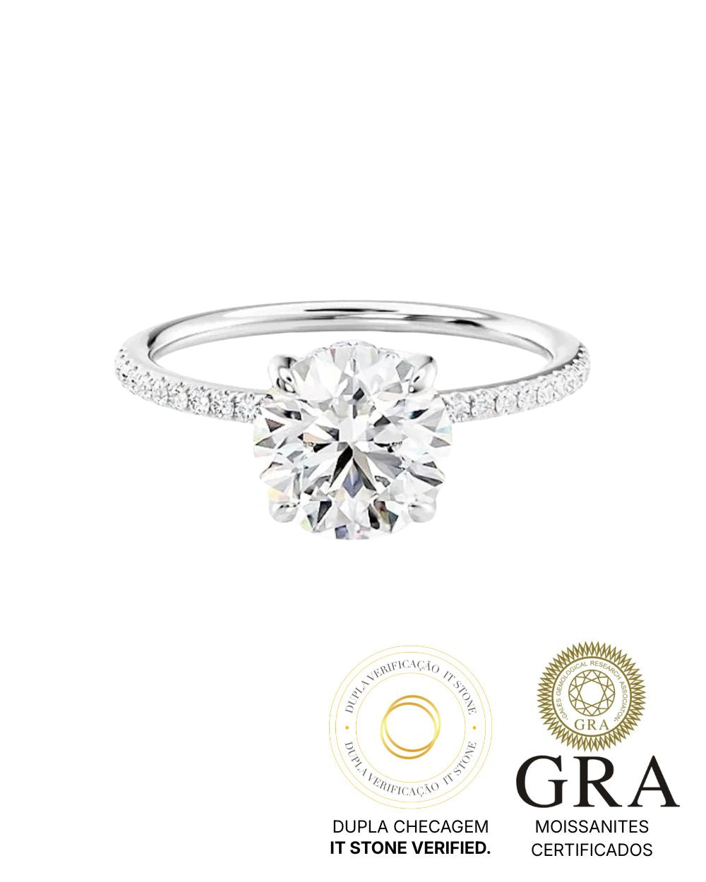 Anel Solitário Karyn Moissanite Luxo 2ct