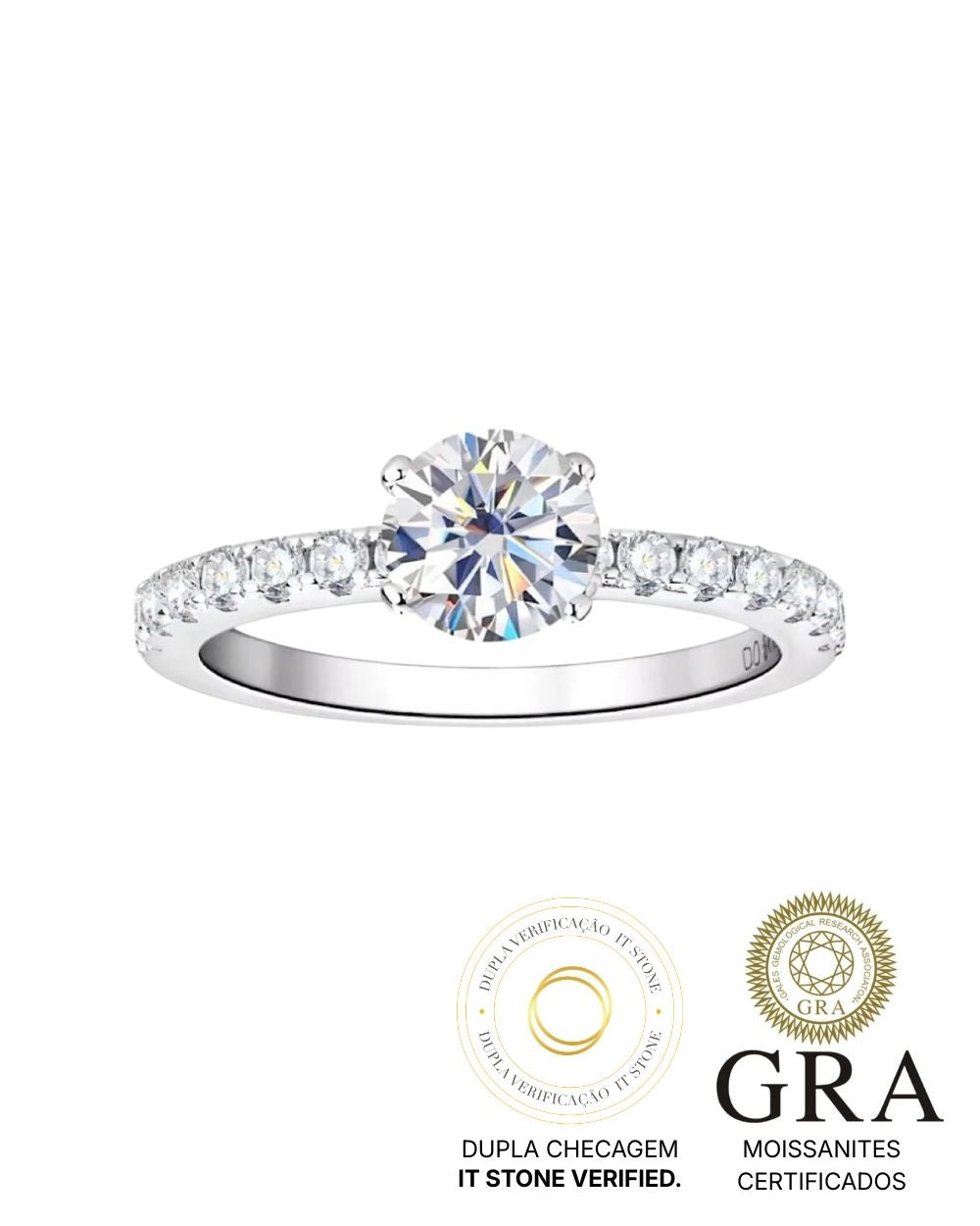 Anel Solitário Liz Moissanite 0.8ct