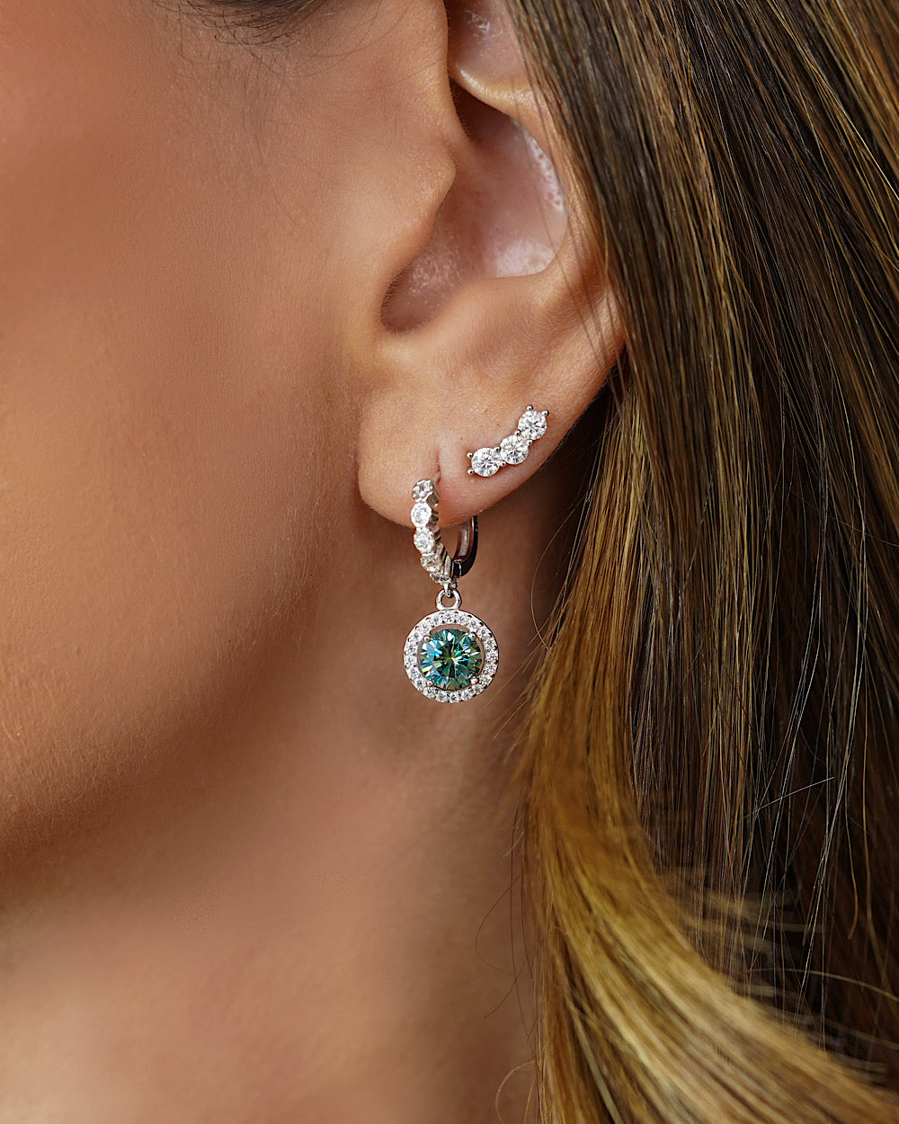 Argola Sylvie Moissanite Ciano