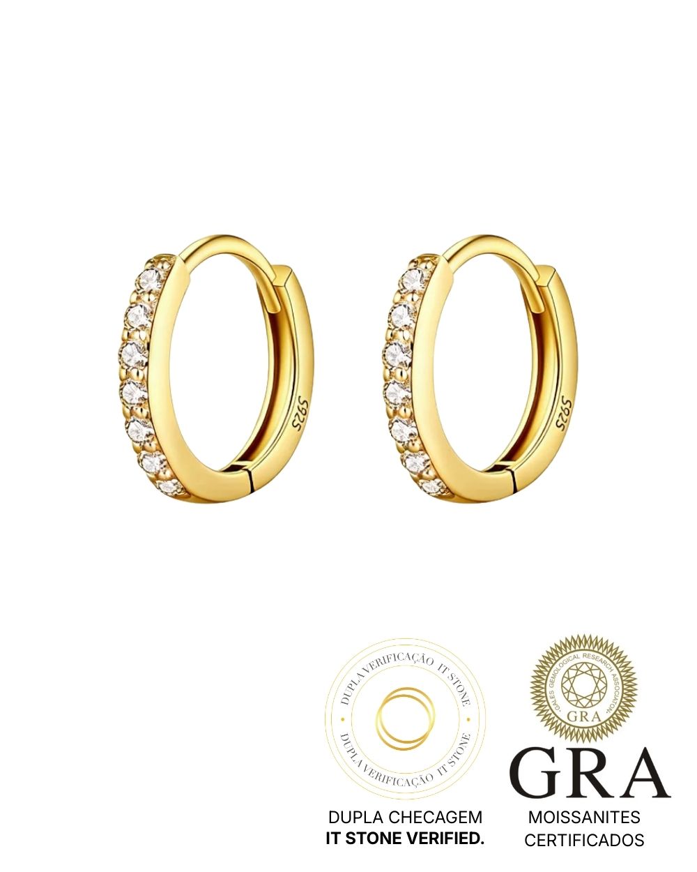 Argolinha Madison Moissanite Gold