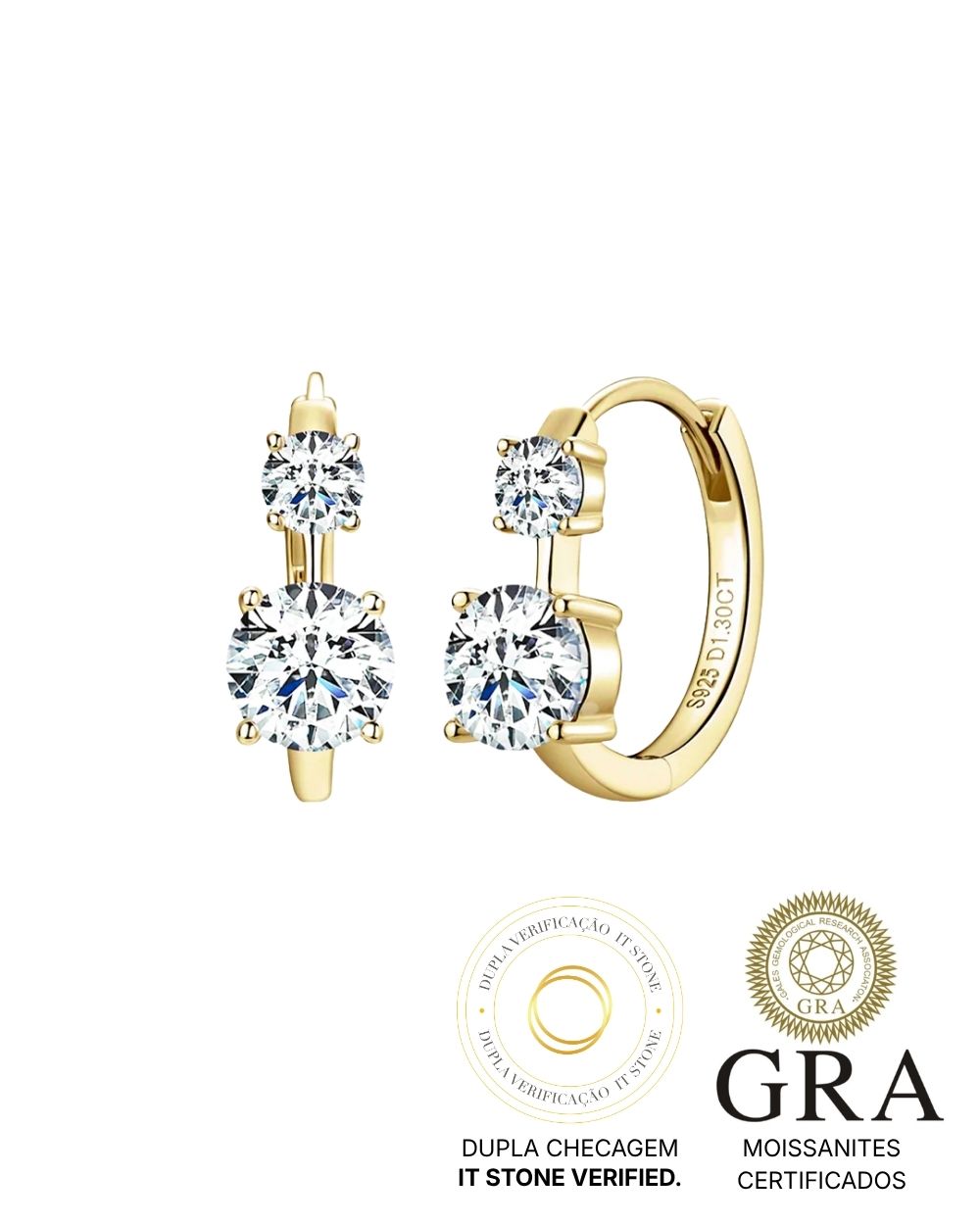 Argolinha Double Million Moissanite Gold