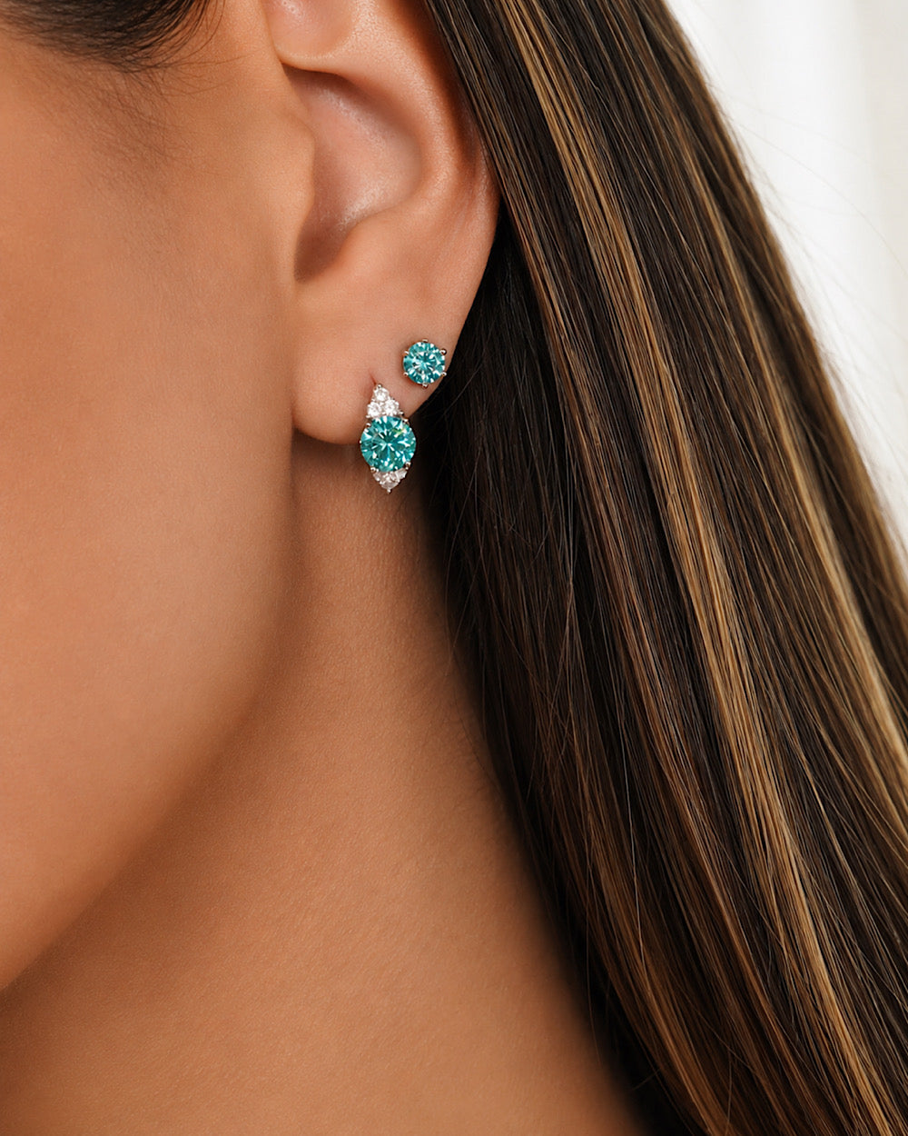 Argolinha Melanie Moissanite Blue Sky