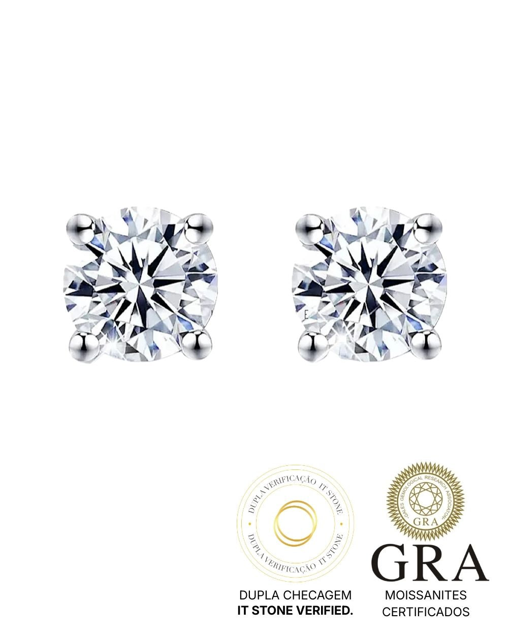 Brinco Solitário Clássico Moissanite Luxo 2ct