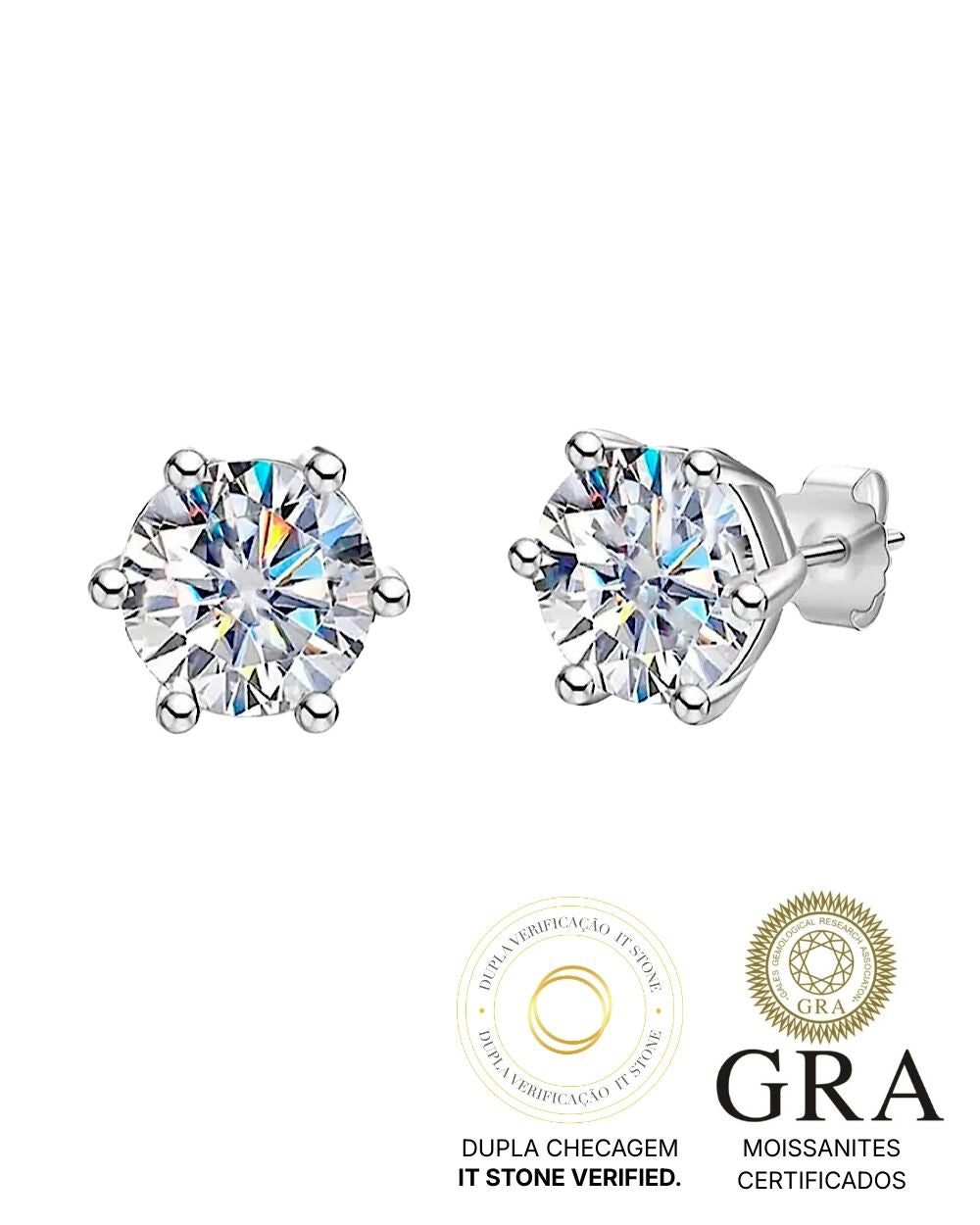Brinco Solitário Moissanite Elegance