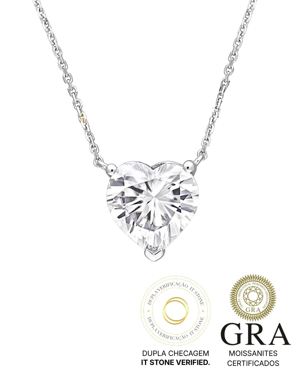 Colar Heart Luxo Moissanite 4ct