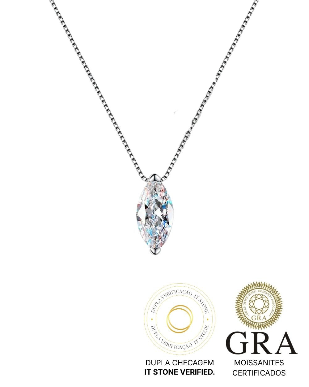 Colar Moissanite Navete 1ct