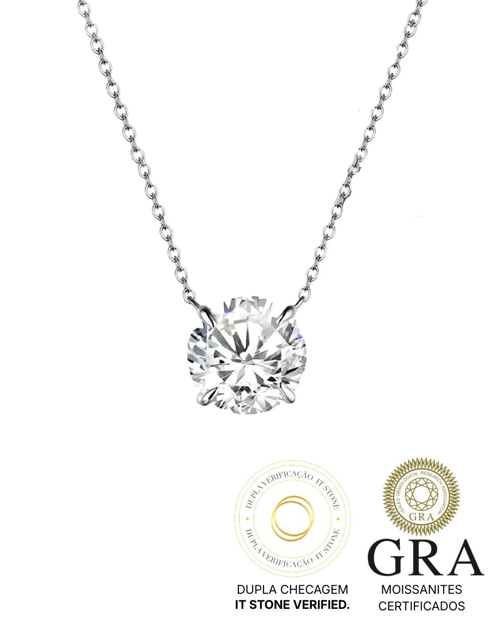 Colar Ponto de Luz Moissanite Classic 2ct