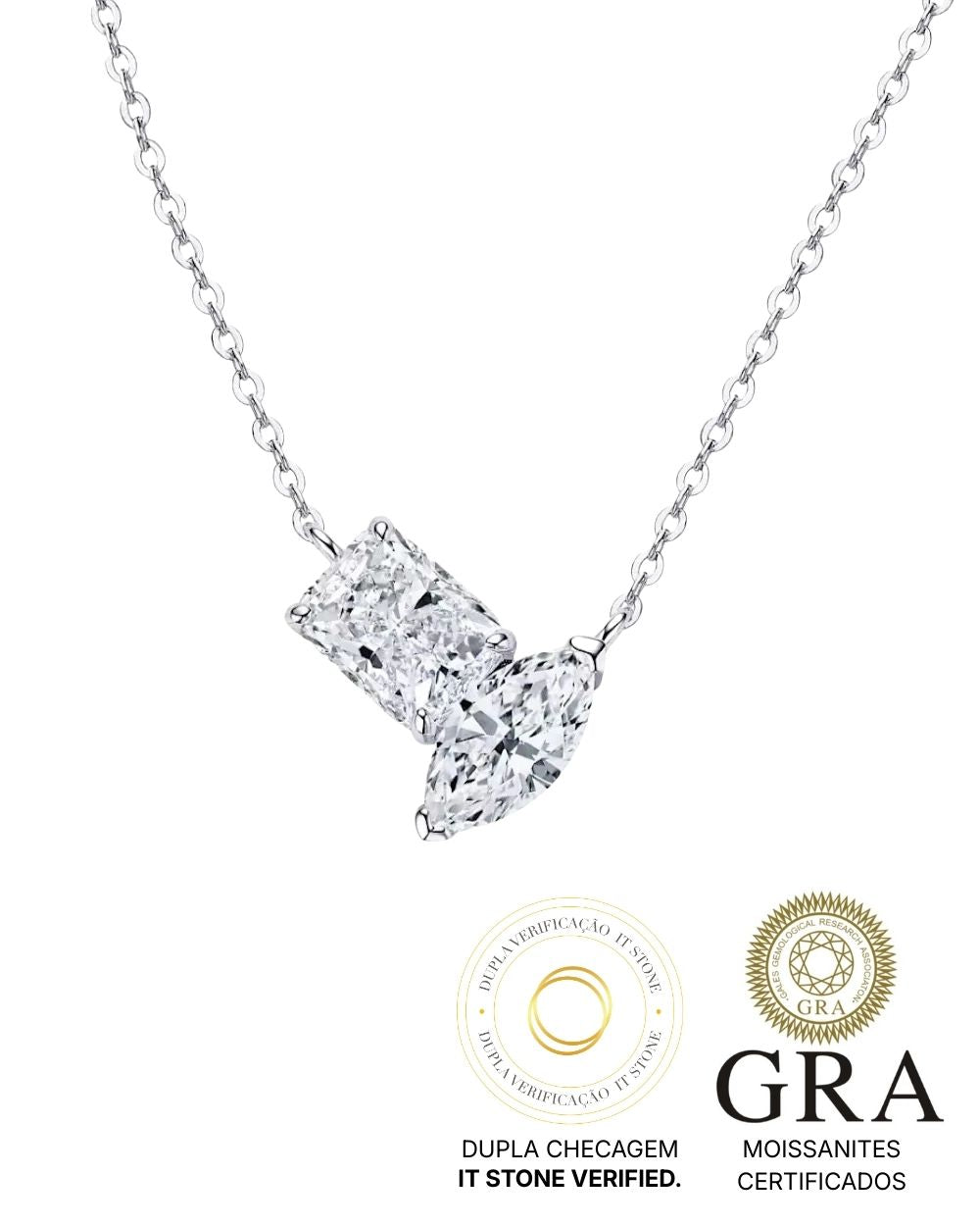 Colar Toi et Moi Moissanite Luxo