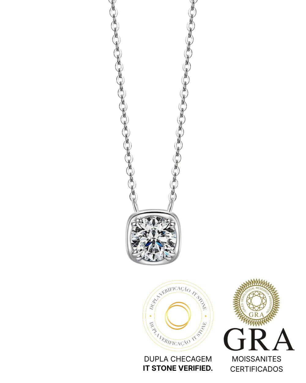 Colar Frame Square Luxo Moissanite