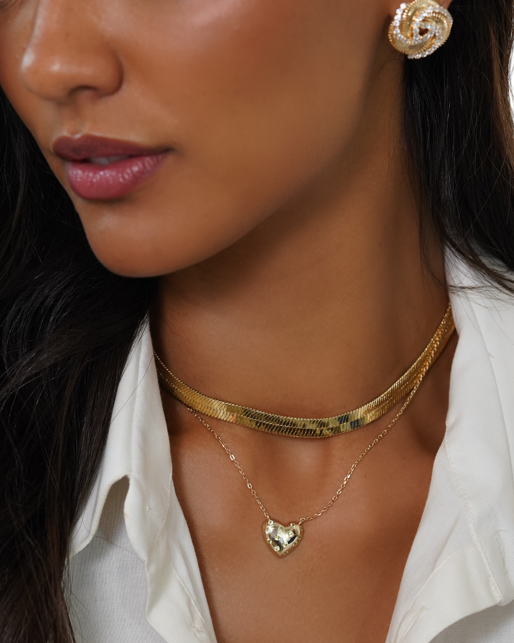 Colar Heart Flush Fancy Yellow Gold