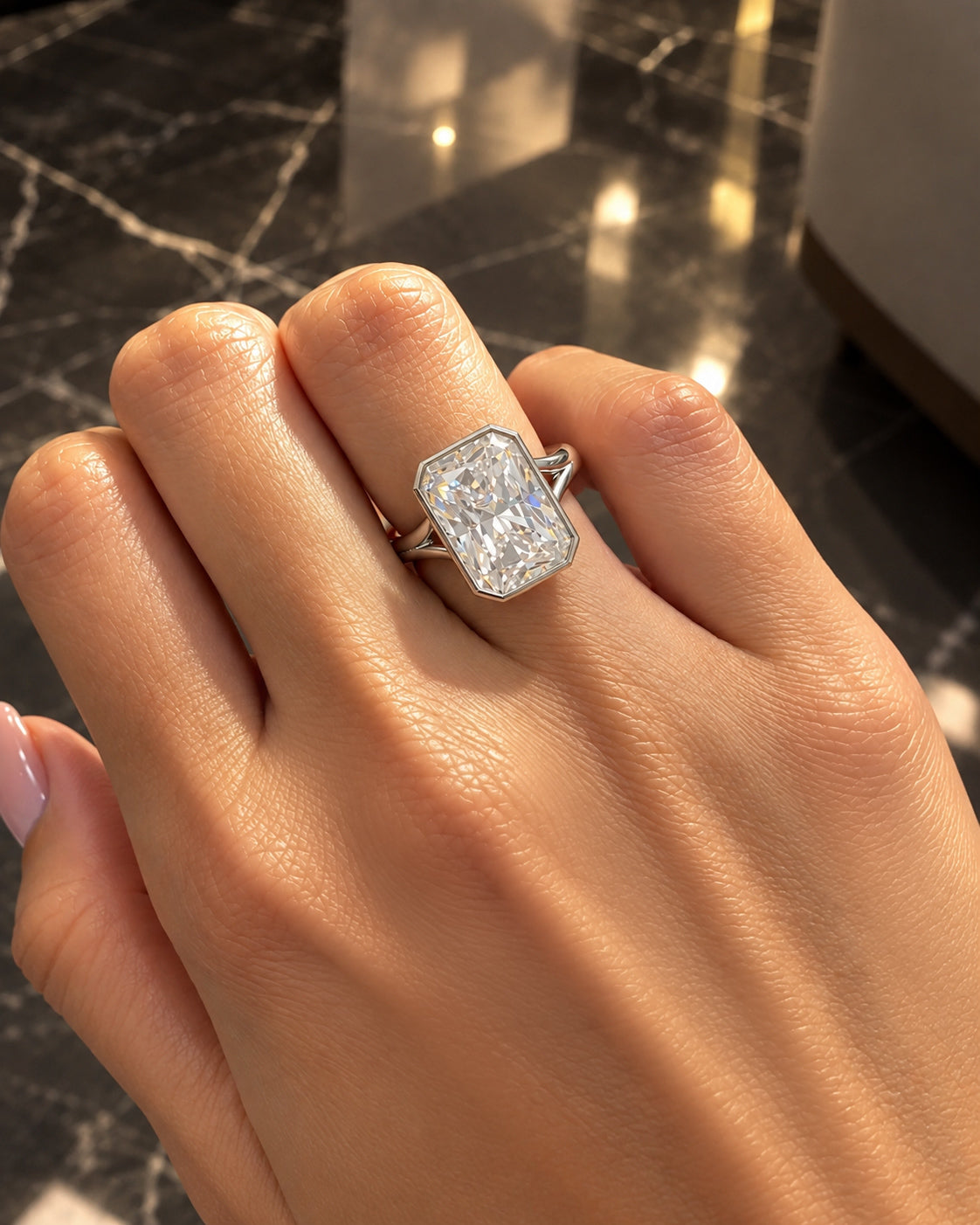 Anel Solitário Radiant Moissanite 4.5ct