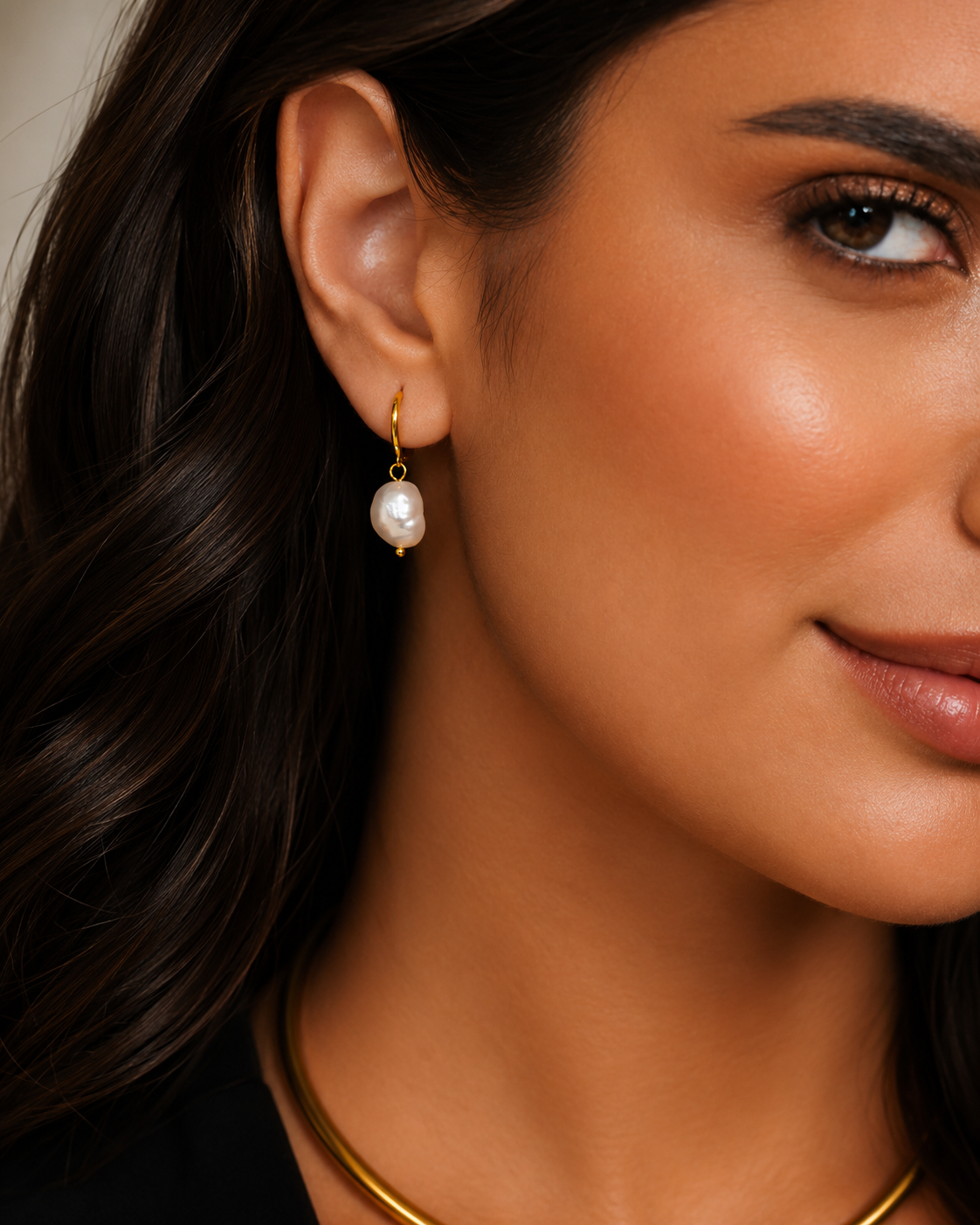 Argola Natural Pearl
