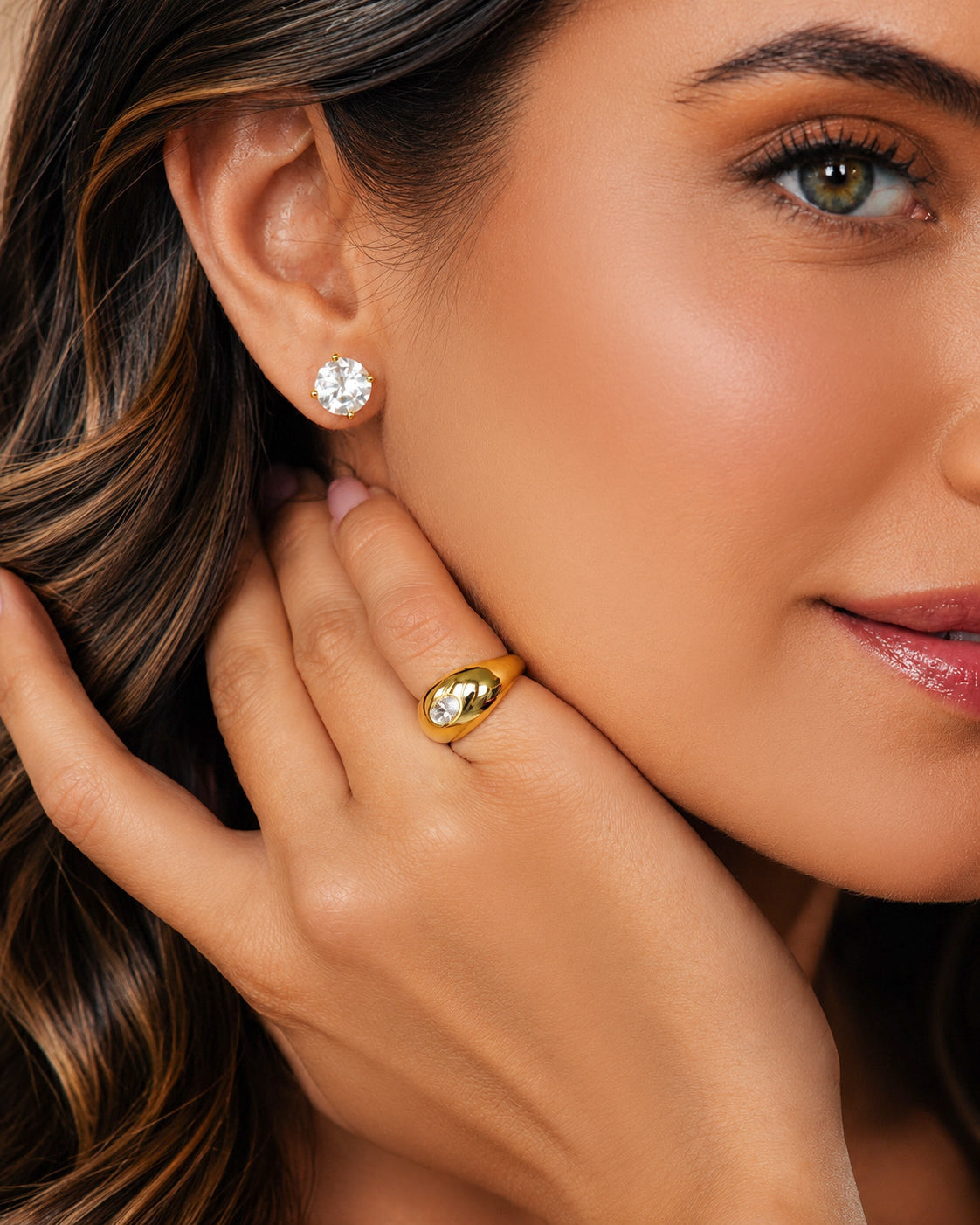 Brinco Solitário Clássico Moissanite Luxo Gold 3ct