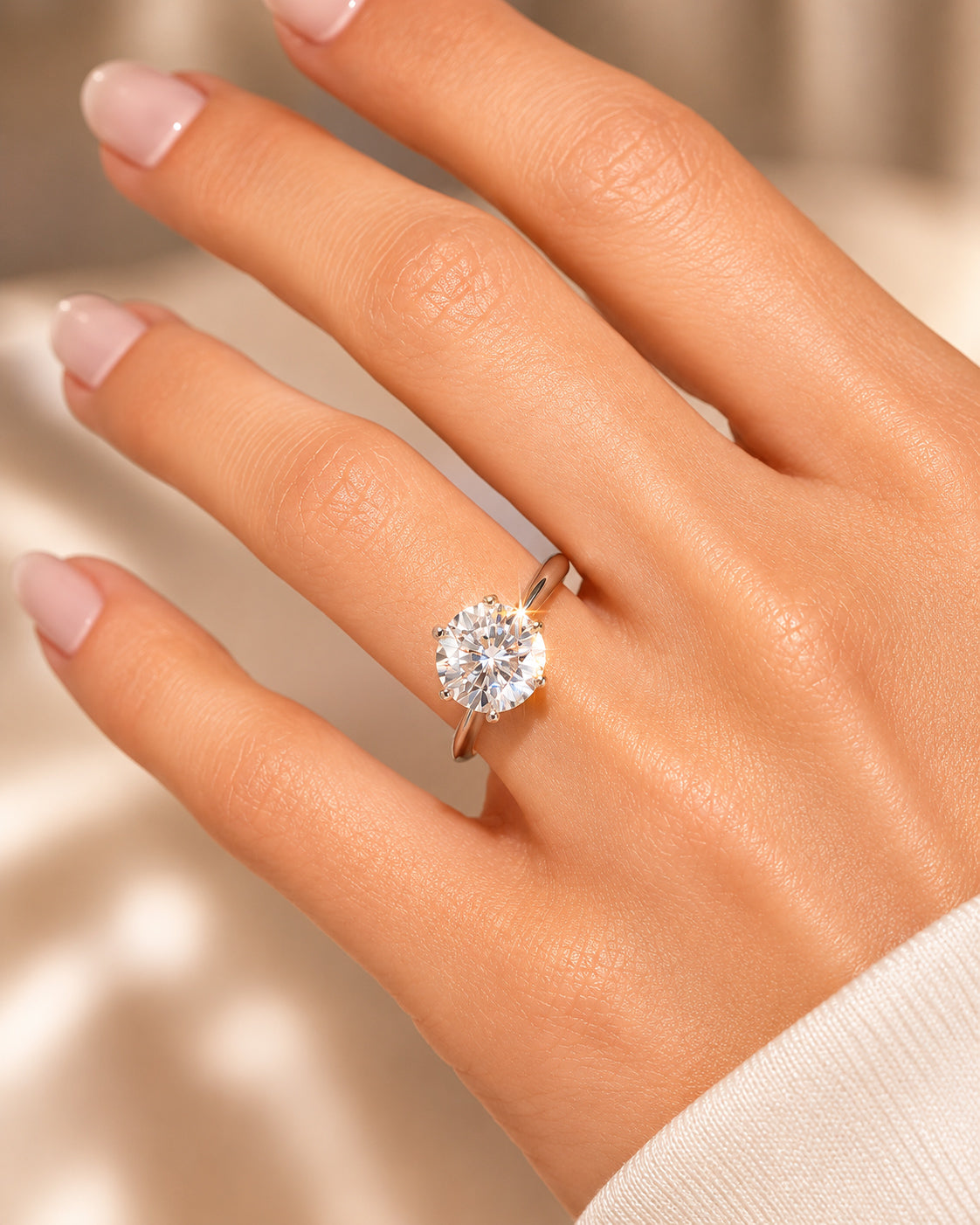 Anel Solitário Clássico Moissanite 3ct