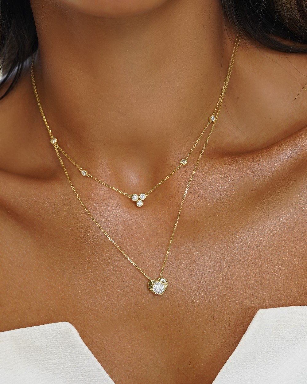 Colar Radiant Moissanite Gold