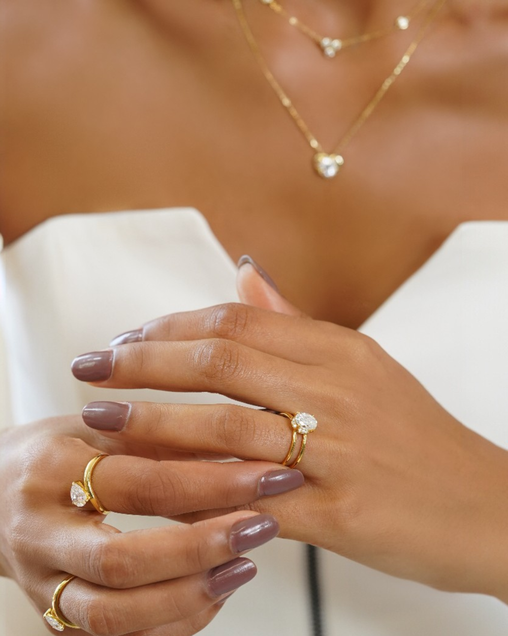 Anel Lyann Oval Gold 2ct Moissanite