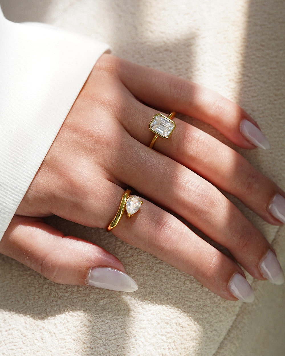 Anel Emerald Cut Moissanite 3ct Gold